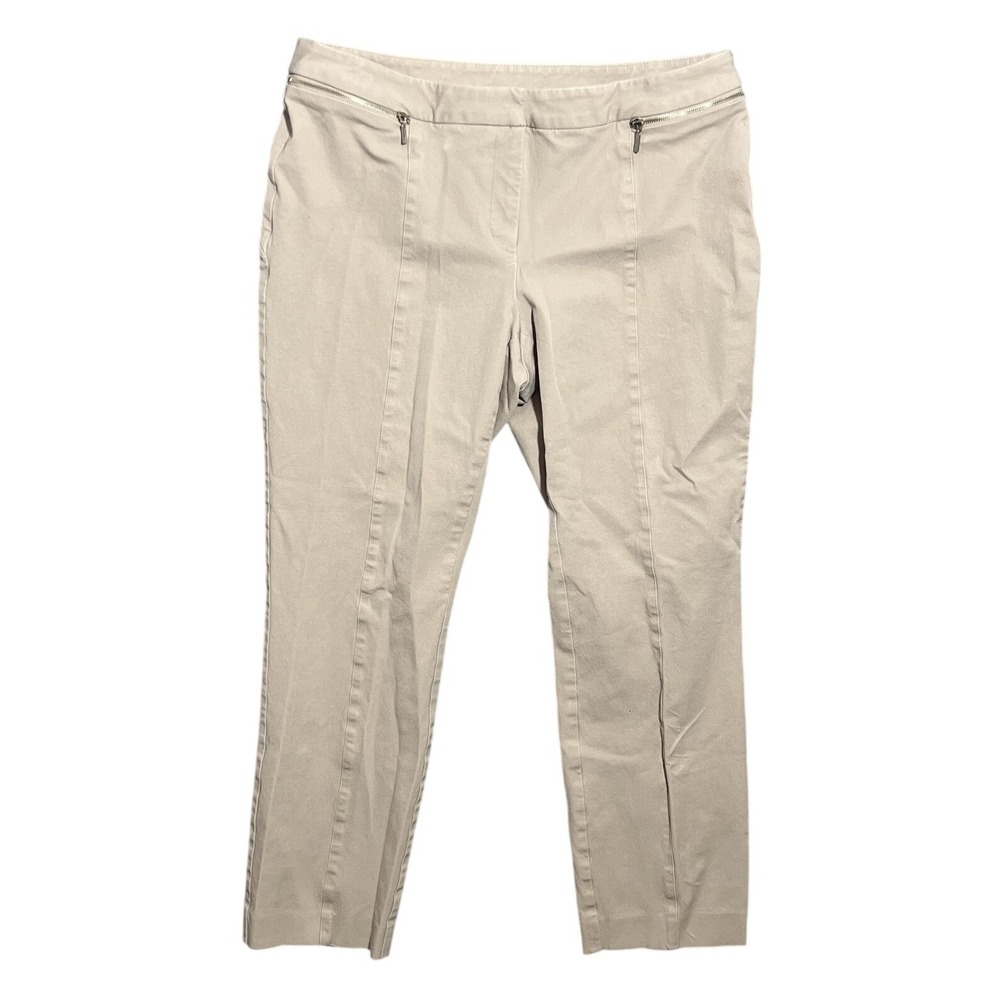 Alfani Women's Size‎ 12 Short Tan Pull-On Pants with Zippers Tummy Control